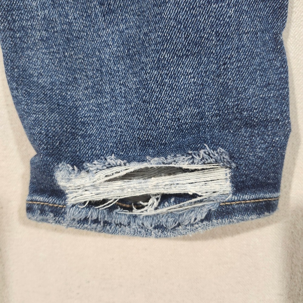 American Eagle Tomgirl Distressed Relaxed Straight Jean Blue 6 X-Long Button Fly - Picture 14 of 14